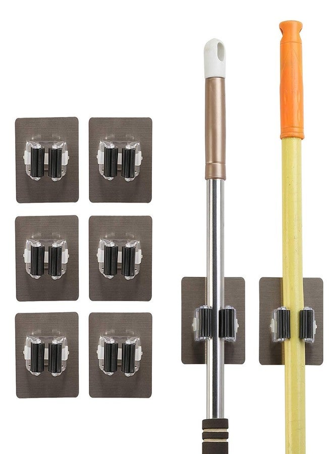 ZURATO Self Adhesive Reusable No Drilling Anti-Slip Mounted Mop Broom Holder, Gripper Holds, Storage Rack Organization for Home, Kitchen, Garage and Wardrobe (6) - Image 1